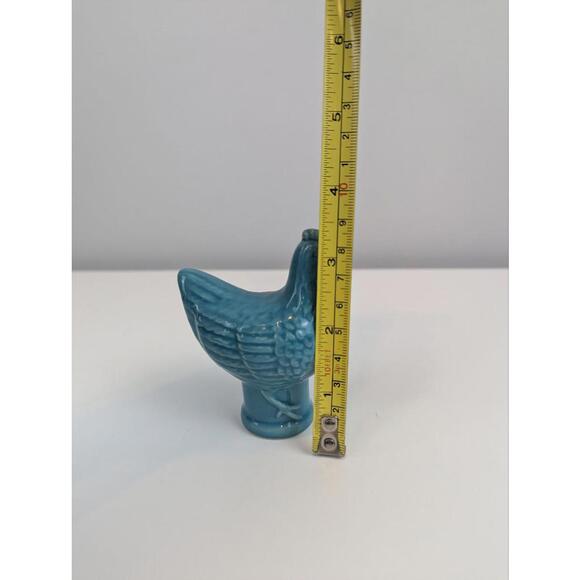 Teal Blue Ceramic Chicken 3.5" Ceramic Chicken Figurine Decorative Collectible - Picture 8 of 8